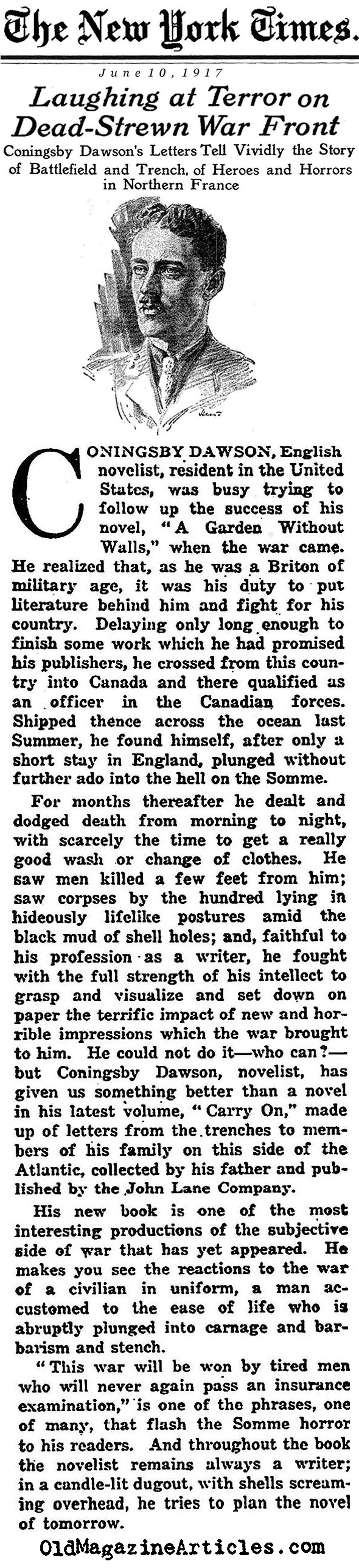 CARRY ON by Coningsby Dawson (NY Times, 1917)